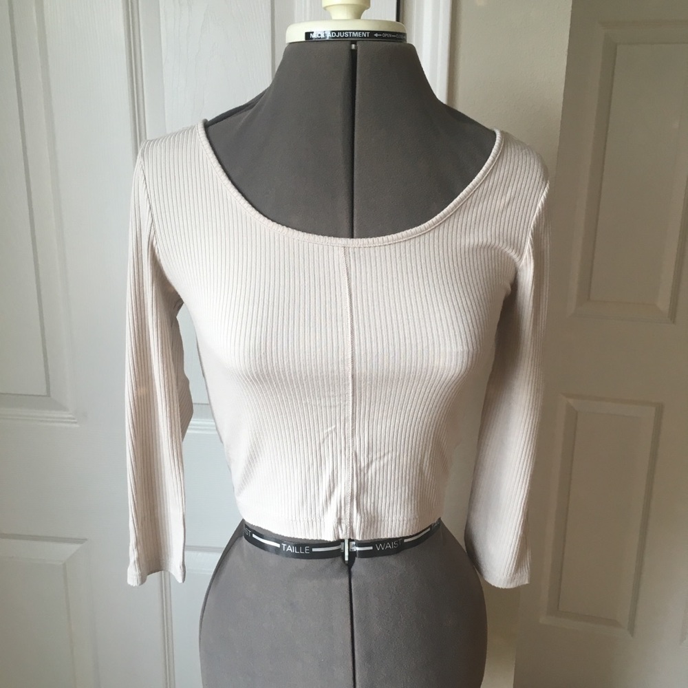 Cream ribbed crop top